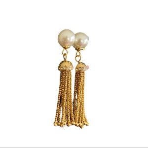Gold Faux Pearl Dangle Earrings